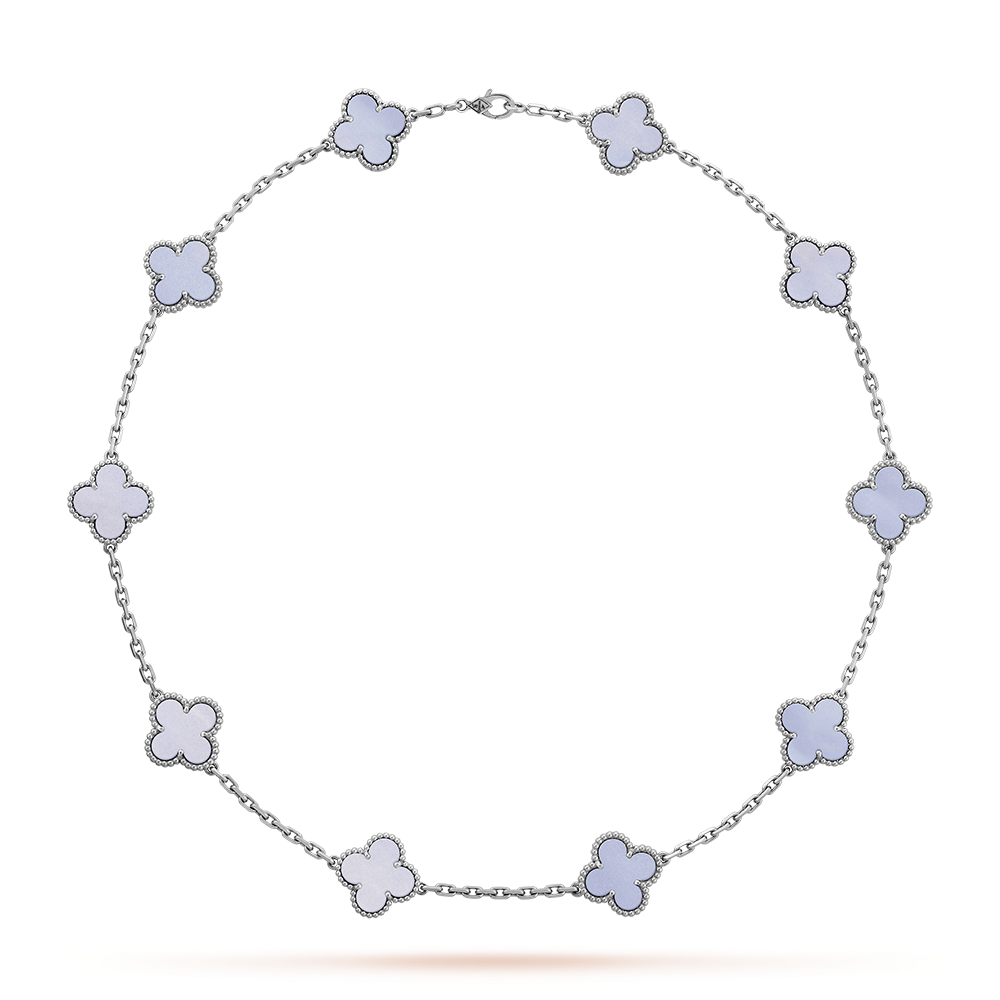 [Sophire Jewelry ]CLOVER 10 MOTIFS BLUE CHALCEDONY NECKLACE