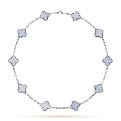 [Sophire Jewelry ]CLOVER 10 MOTIFS BLUE CHALCEDONY NECKLACE
