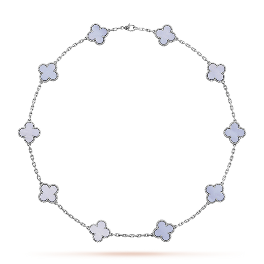 [Sophire Jewelry ]CLOVER 10 MOTIFS BLUE CHALCEDONY NECKLACE