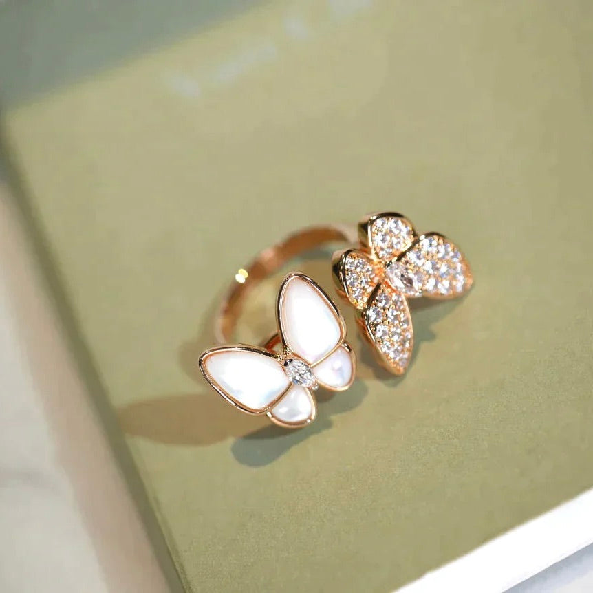 [Sophire Jewelry ]TWIN BUTTERFLY DIAMOND MOP RING