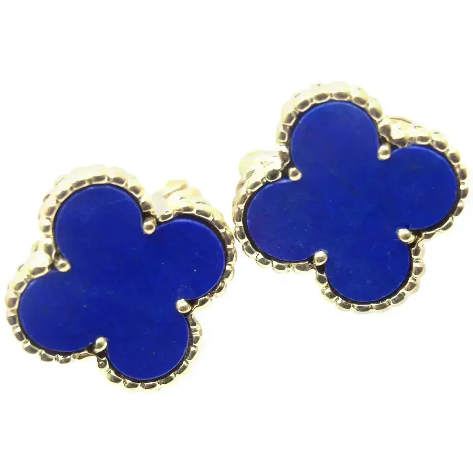 [Sophire Jewelry ]CLOVER MINI 9.5MM BLUE AGATE EARRINGS