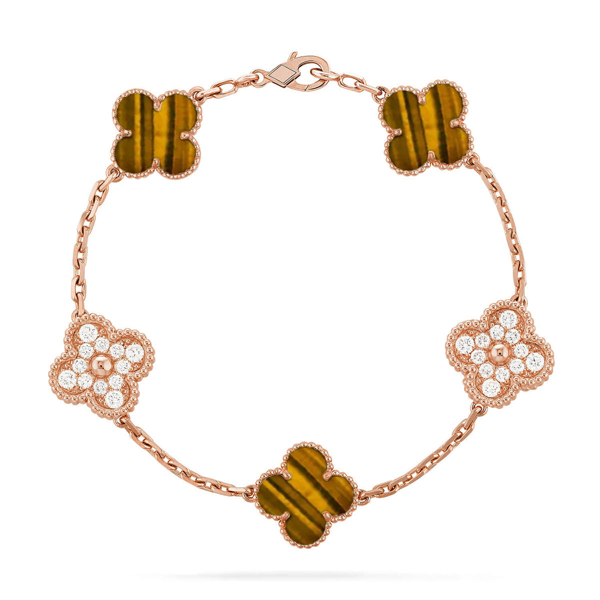 [Sophire Jewelry ] CLOVER 5 MOTIFS TIGER EYE BRACELET COLLECTION
