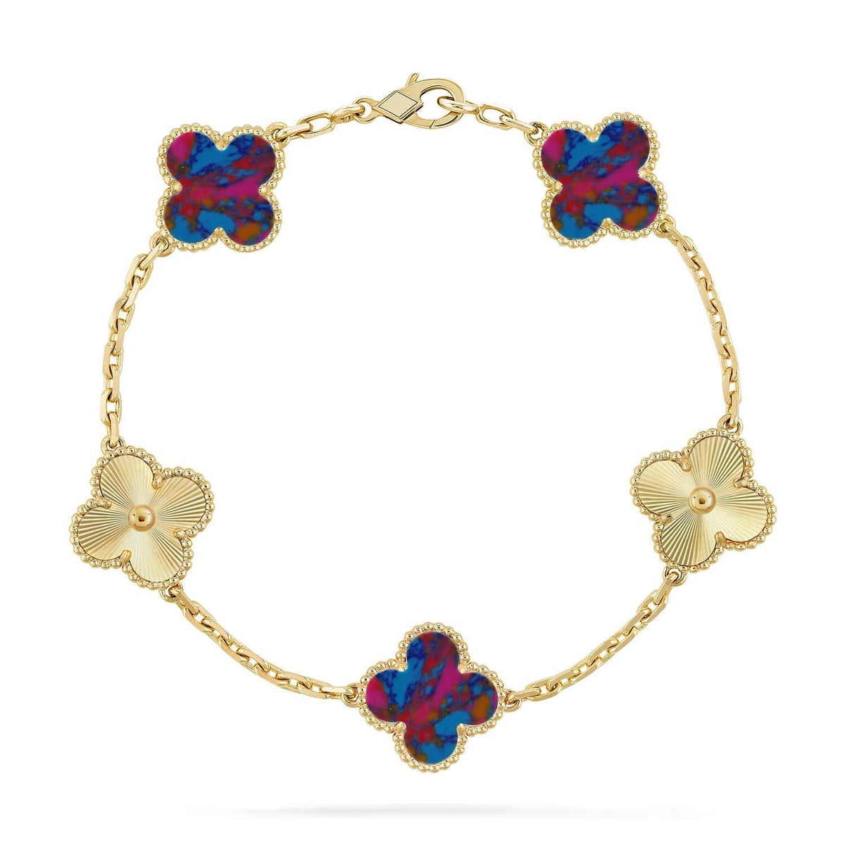 [Sophire Jewelry ]CLOVER 5 MOTIF COLOR GEMSTONES BRACELET COLLECTION