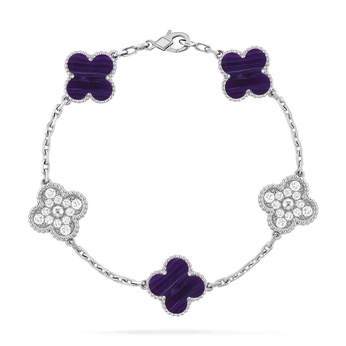 [Sophire Jewelry ]CLOVER 5 MOTIF PURPLE STRIPES BRACELET COLLECTION