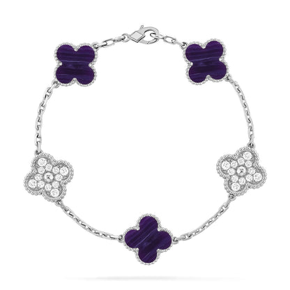 [Sophire Jewelry ]CLOVER 5 MOTIF PURPLE STRIPES BRACELET COLLECTION