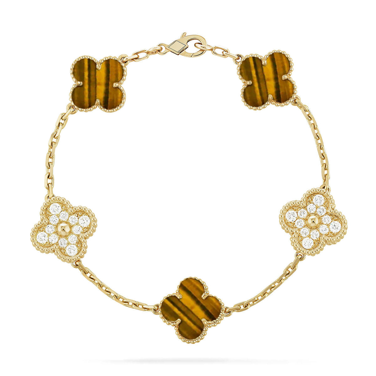 [Sophire Jewelry ] CLOVER 5 MOTIFS TIGER EYE BRACELET COLLECTION