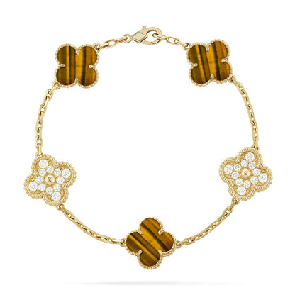 [Sophire Jewelry ] CLOVER 5 MOTIFS TIGER EYE BRACELET COLLECTION