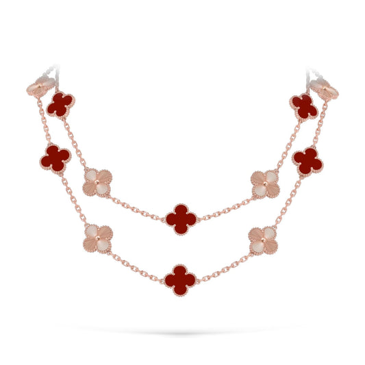 [Sophire]CLASSIC 20-MOTIF LUCKY CLOVER LONG NECKLACE ROSE GOLD COLLECTION