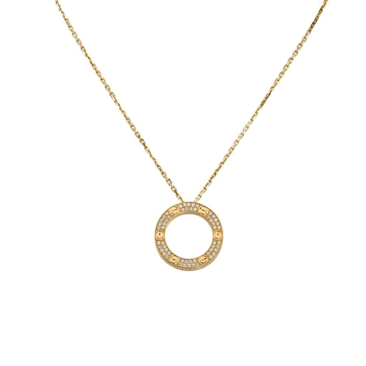 [Sophire]LOVE LARGE CIRCULAR PENDANT FULL-PAVÉ DIAMOND NECKLACE