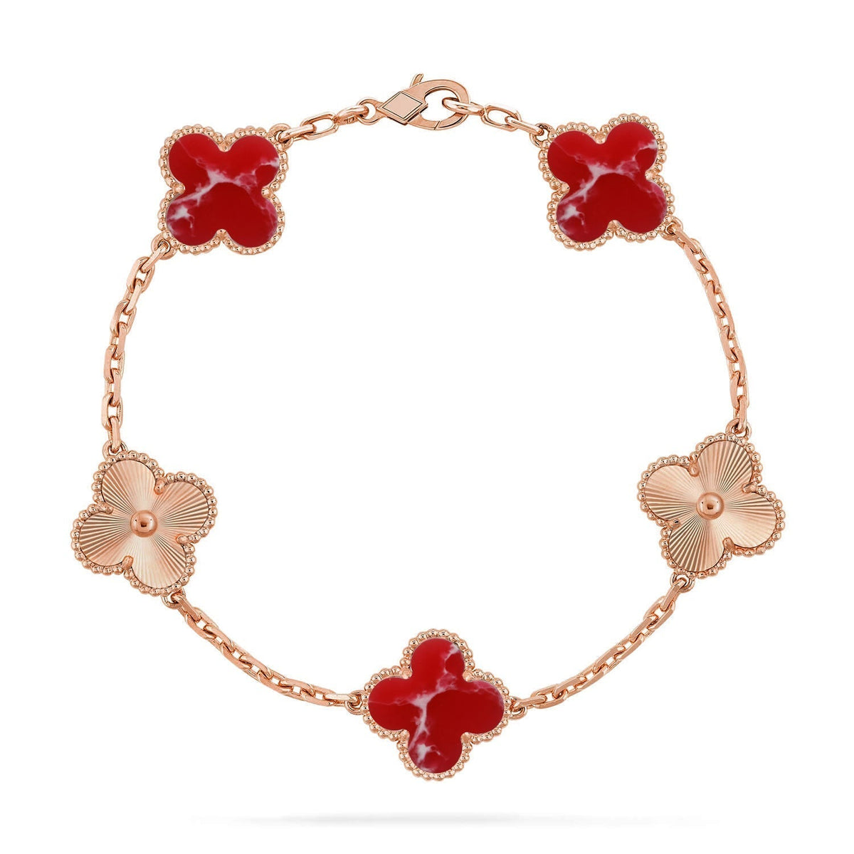 [Sophire Jewelry ]CLOVER 5 MOTIF RED PATTERN BRACELET COLLECTION