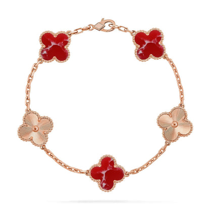[Sophire Jewelry ]CLOVER 5 MOTIF RED PATTERN BRACELET COLLECTION