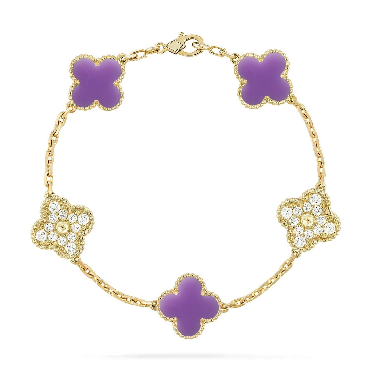 [Sophire Jewelry ]CLOVER 5 MOTIF LIGHT PURPLE BRACELET COLLECTION