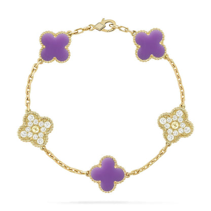 [Sophire Jewelry ]CLOVER 5 MOTIF LIGHT PURPLE BRACELET COLLECTION