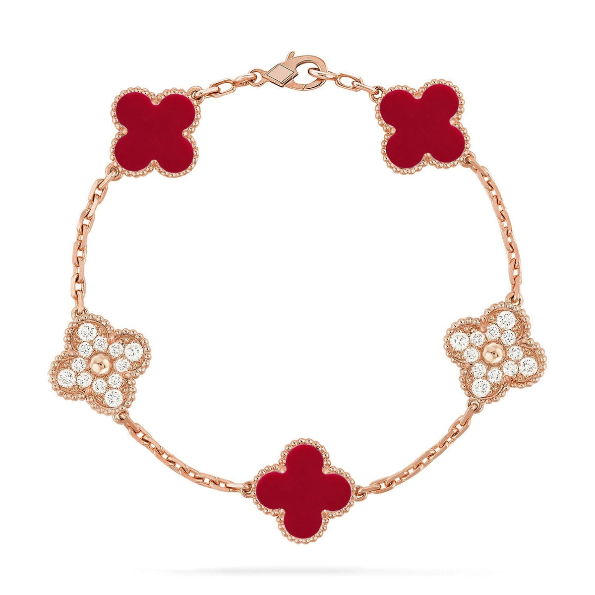 [Sophire Jewelry ] CLOVER 5 MOTIF RED CORNELIAN BRACELET COLLECTION
