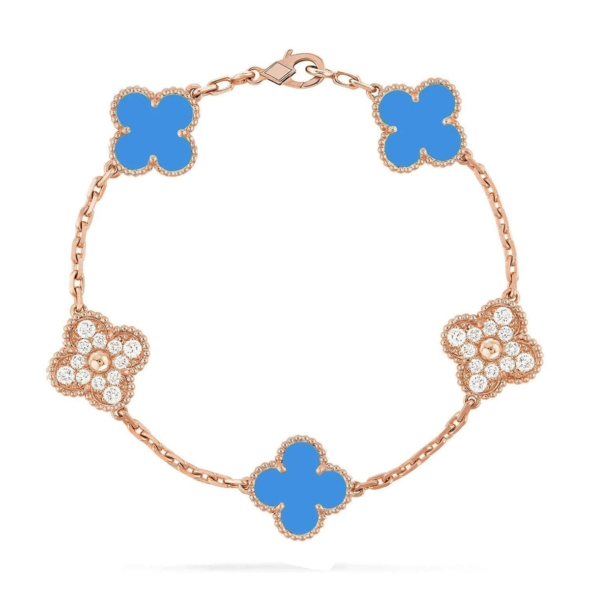 [Sophire Jewelry ] CLOVER 5 MOTIF BLUE AGATE BRACELET COLLECTION