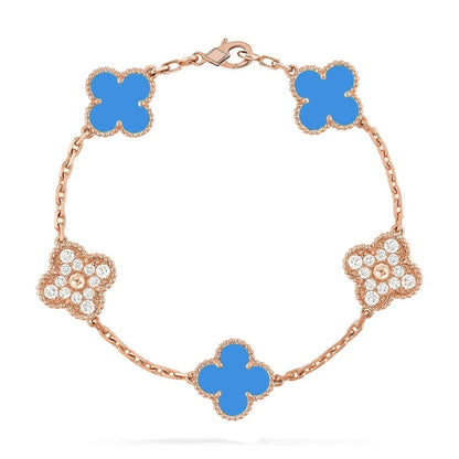 [Sophire Jewelry ] CLOVER 5 MOTIF BLUE AGATE BRACELET COLLECTION