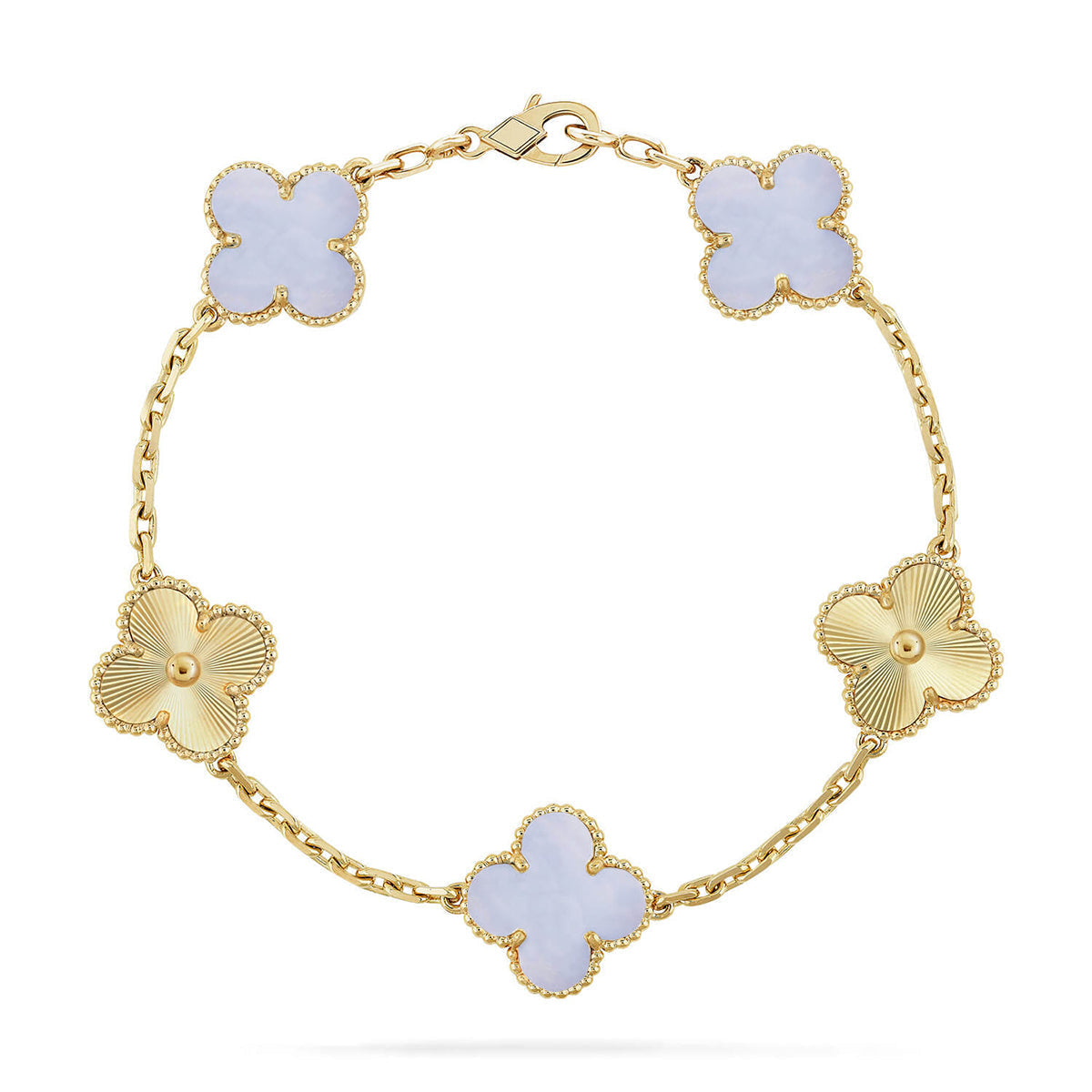 [Sophire Jewelry ] CLOVER 5 MOTIF PURPLE CHALCEDONY BRACELET COLLECTION