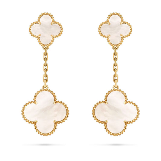 [Sophire]CLOVER DUAL-MOTIF STATEMENT STUD EARRINGS - DOUBLE-CHARM COLLECTION