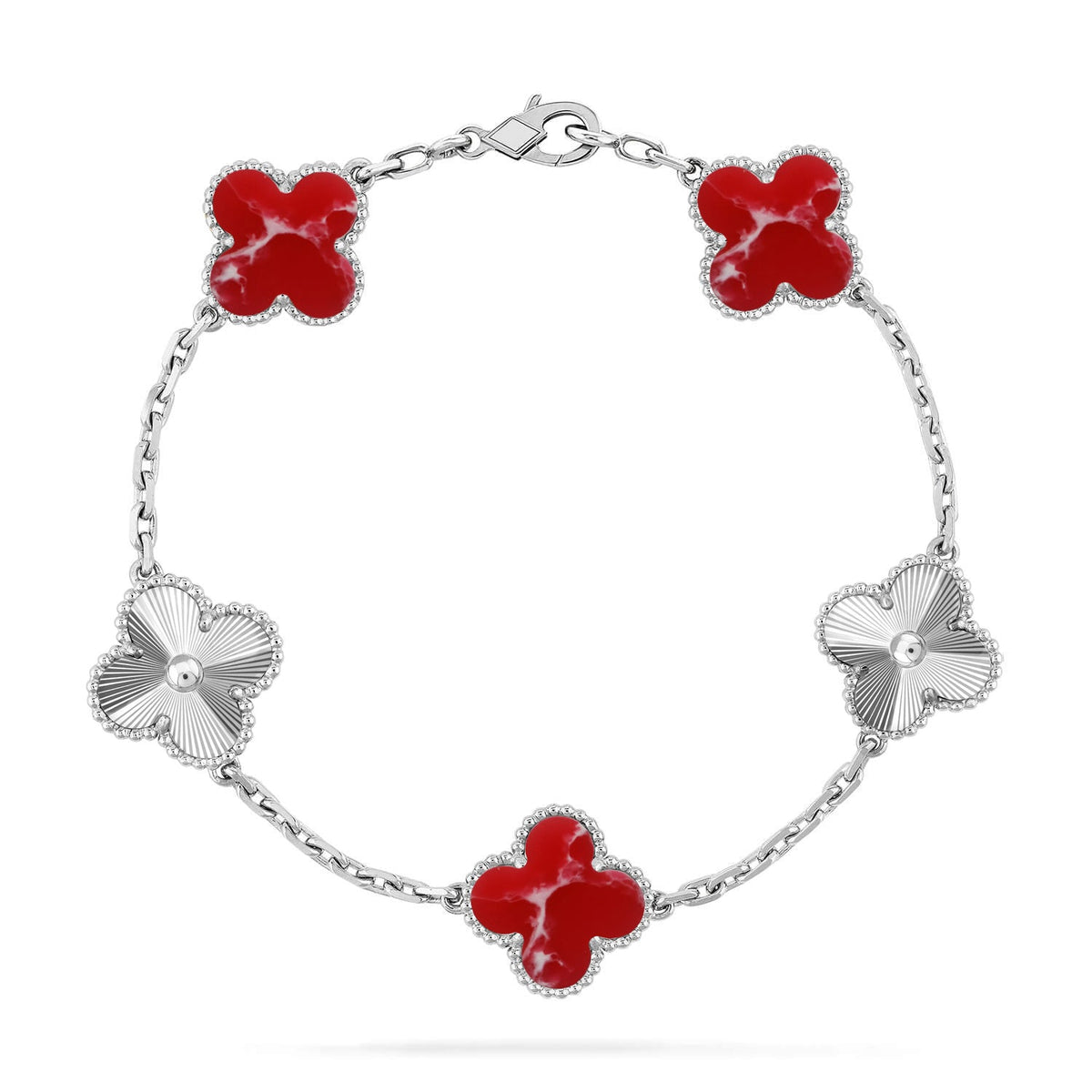 [Sophire Jewelry ]CLOVER 5 MOTIF RED PATTERN BRACELET COLLECTION