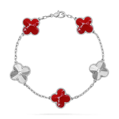 [Sophire Jewelry ]CLOVER 5 MOTIF RED PATTERN BRACELET COLLECTION