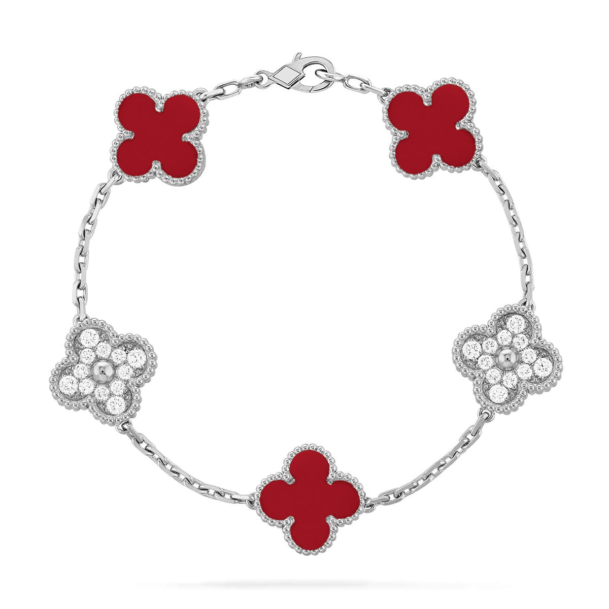 [Sophire Jewelry ] CLOVER 5 MOTIF RED CORNELIAN BRACELET COLLECTION