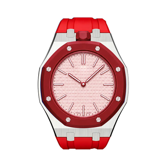 [Sophire]OAK POP ORANGE-RED STEEL SILICONE STRAP