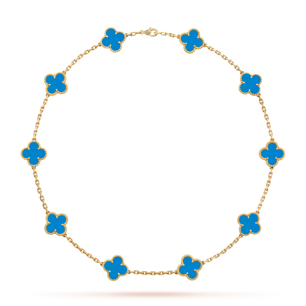 [Sophire Jewelry ]CLOVER 10 MOTIFS BLUE AGATE NECKLACE