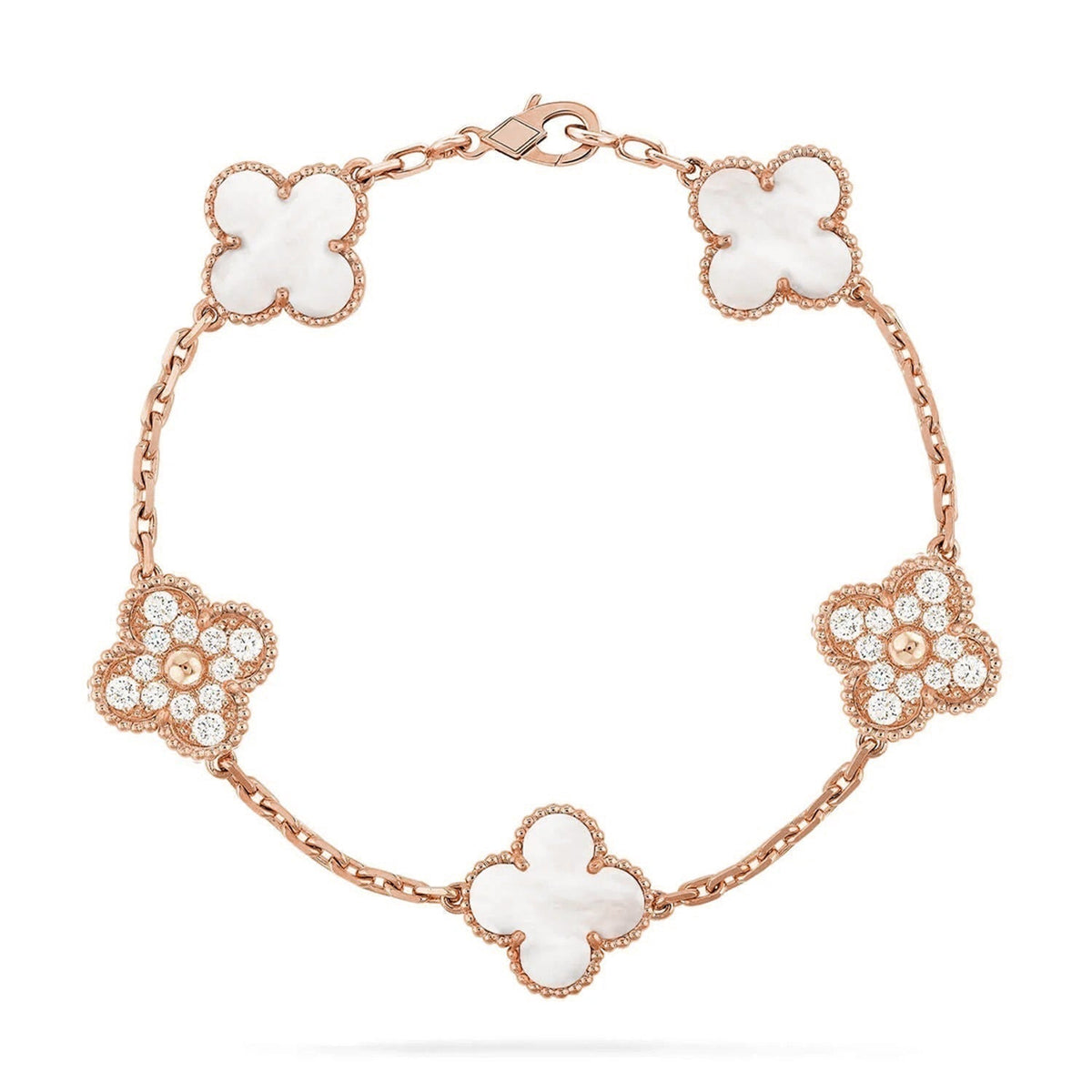 [Sophire Jewelry ]CLOVER WHITE PEARL MOP 5 MOTIF BRACELET COLLECTION