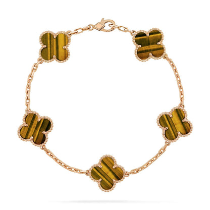 [Sophire Jewelry ] CLOVER 5 MOTIFS TIGER EYE BRACELET COLLECTION