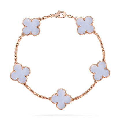 [Sophire Jewelry ] CLOVER 5 MOTIF PURPLE CHALCEDONY BRACELET COLLECTION