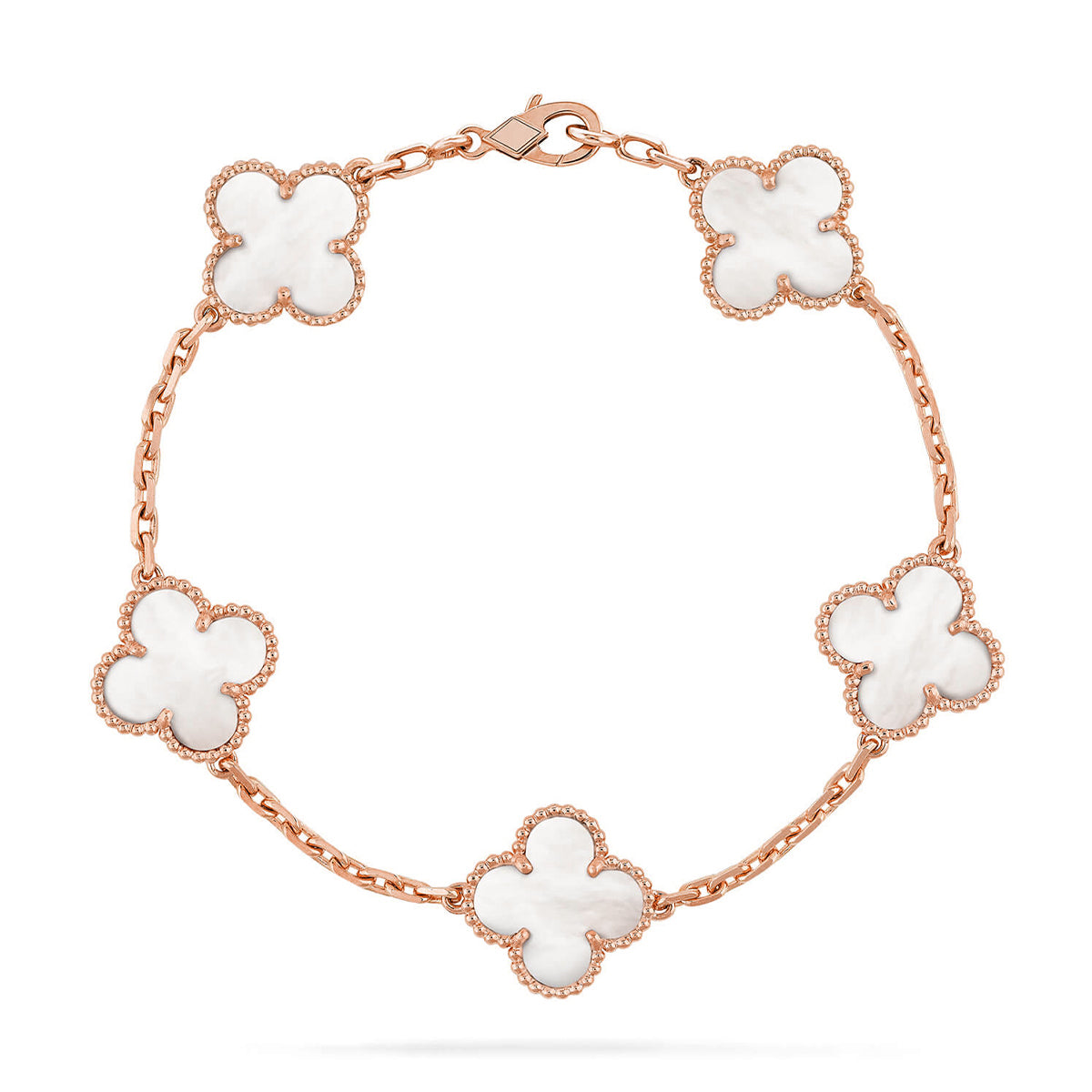 [Sophire Jewelry ]CLOVER WHITE PEARL MOP 5 MOTIF BRACELET COLLECTION