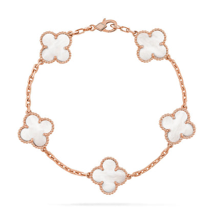 [Sophire Jewelry ]CLOVER WHITE PEARL MOP 5 MOTIF BRACELET COLLECTION