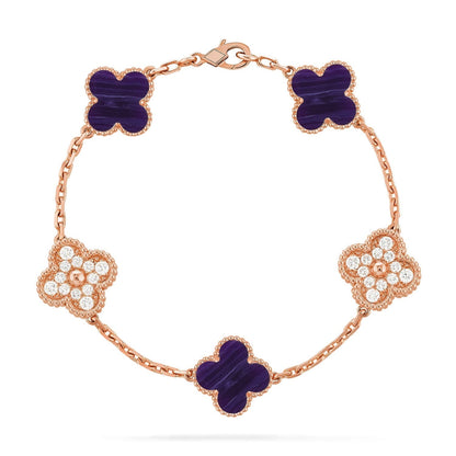 [Sophire Jewelry ]CLOVER 5 MOTIF PURPLE STRIPES BRACELET COLLECTION