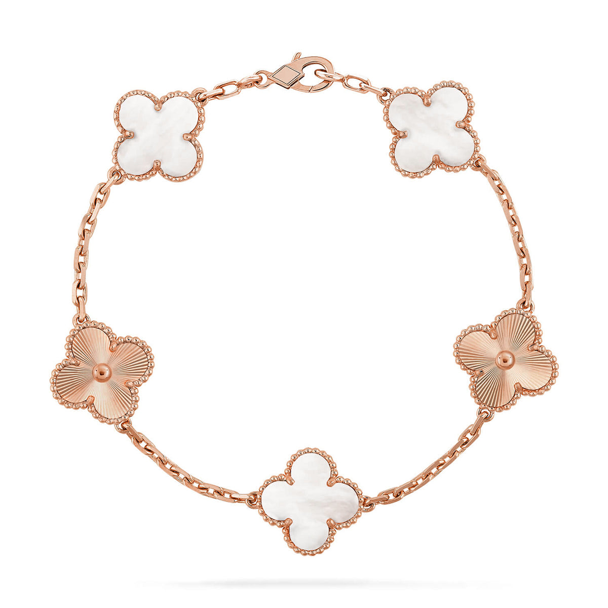 [Sophire Jewelry ]CLOVER WHITE PEARL MOP 5 MOTIF BRACELET COLLECTION