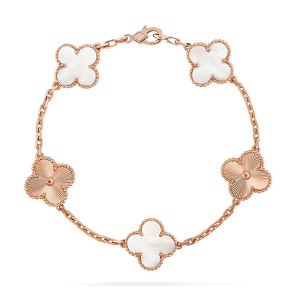 [Sophire Jewelry ]CLOVER WHITE PEARL MOP 5 MOTIF BRACELET COLLECTION