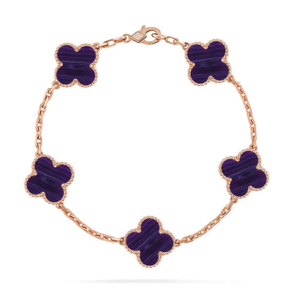 [Sophire Jewelry ]CLOVER 5 MOTIF PURPLE STRIPES BRACELET COLLECTION