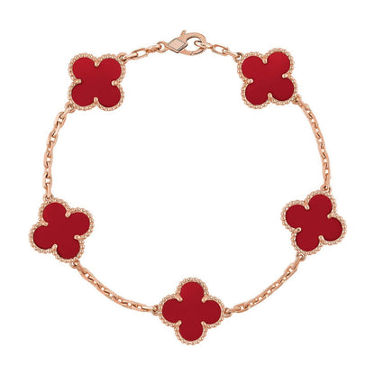 [Sophire Jewelry ] CLOVER 5 MOTIF RED CORNELIAN BRACELET COLLECTION