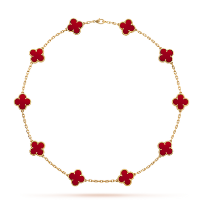 [Sophire Jewelry ]CLOVER 10 MOTIFS CARNELIAN NECKLACE