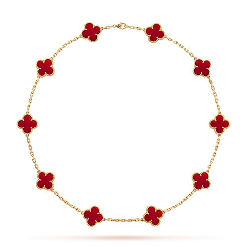 [Sophire Jewelry ]CLOVER 10 MOTIFS CARNELIAN NECKLACE