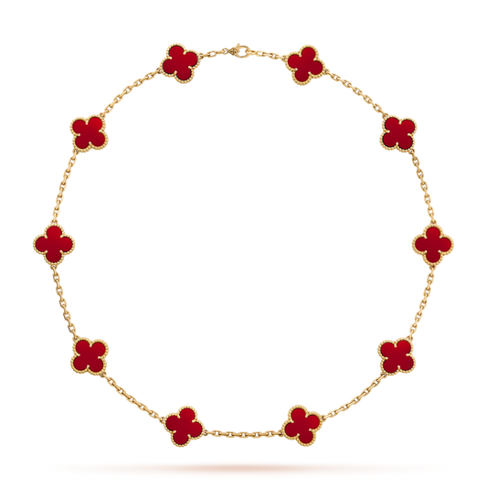 [Sophire Jewelry ]CLOVER 10 MOTIFS CARNELIAN NECKLACE