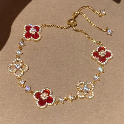 [Sophire Jewelry ]CLOVER 5 MOTIF PINK BLUE RED WHITE BRACELET