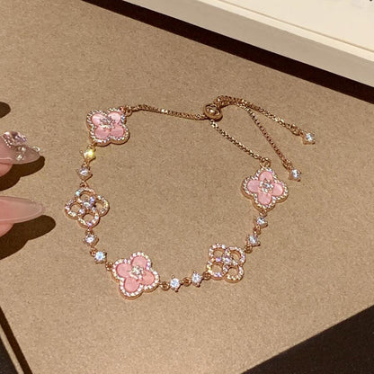 [Sophire Jewelry ]CLOVER 5 MOTIF PINK BLUE RED WHITE BRACELET