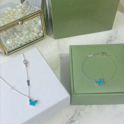 [Sophire Jewelry ]BUTTERFLY TURQUOISE BUTTERFLY BRACELET SILVER