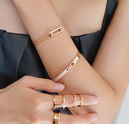 [Sophire Jewelry]Move Noa Rose Gold Pavé Diamond Bangle Bracelet