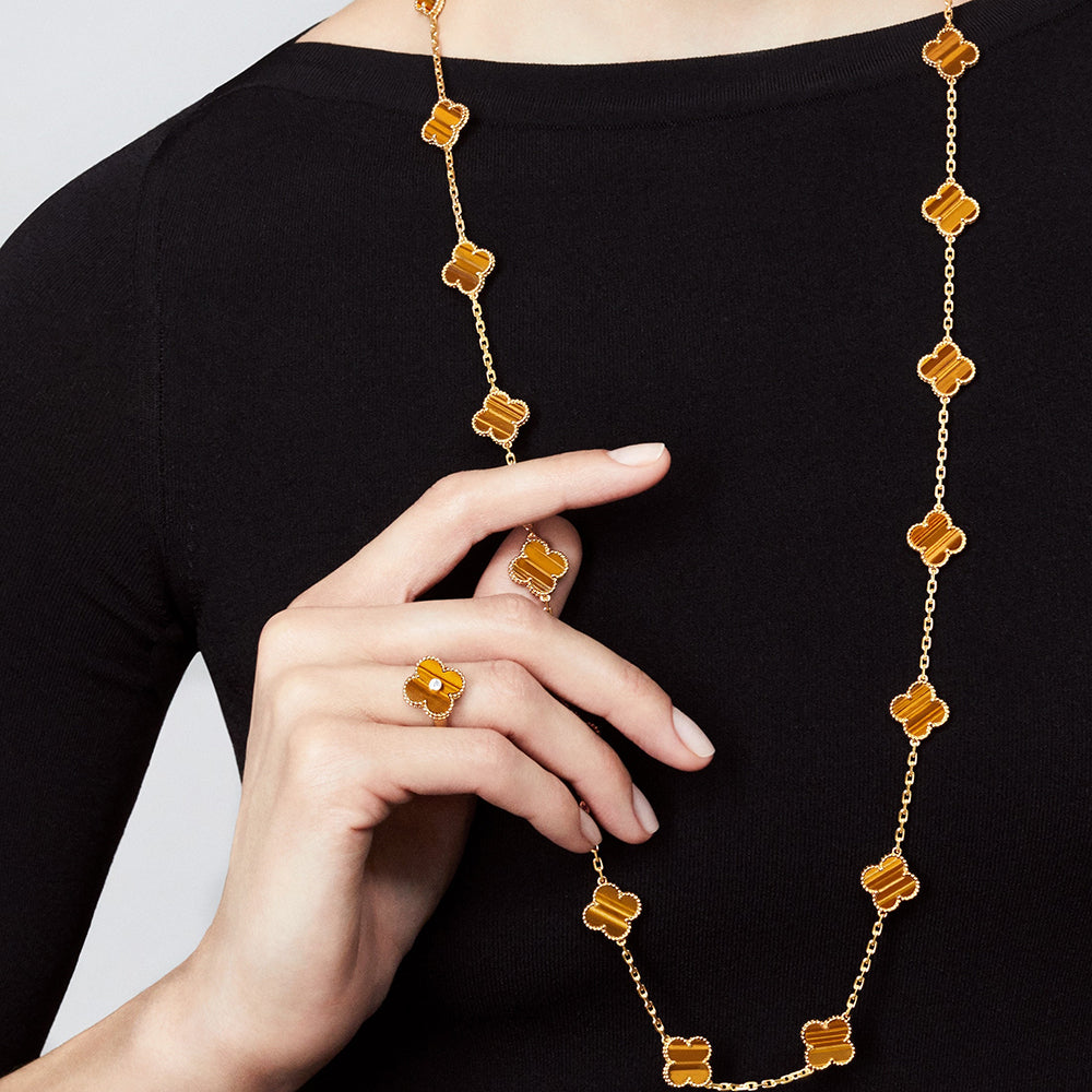 [Sophire Jewelry ]CLOVER 20 MOTIFS TIGER EYE ROSE GOLD