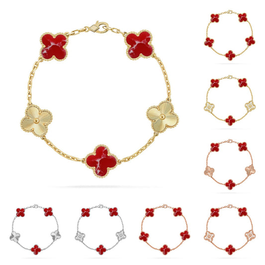 [Sophire]LUCKY CLOVER 5-MOTIF BRACELET - RED LARIMAR COLLECTION