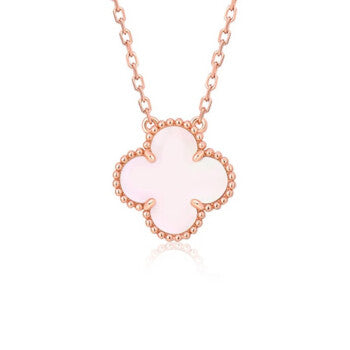 [Sophire Jewelry ]CLOVER 15MM PINK MOTHER-OF-PEARL SINGLE FLOWER NECKLACE