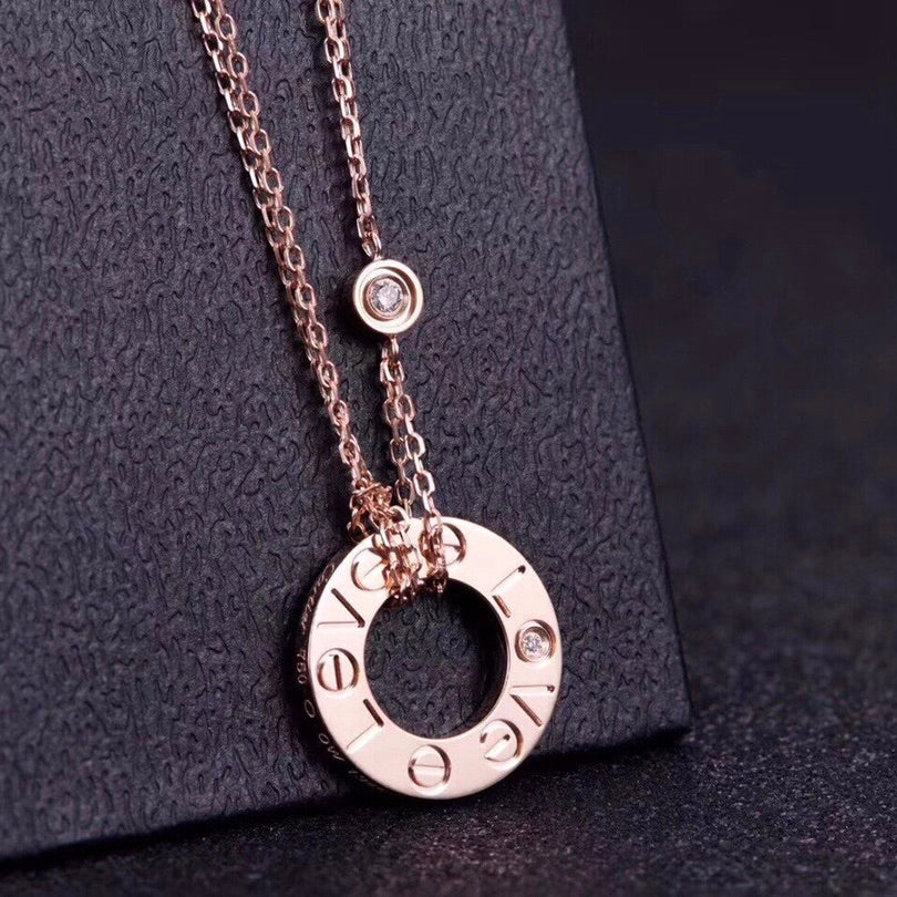 [Sophire Jewelry ]LOVE NECKLACE 16MM 2 DIAMONDS