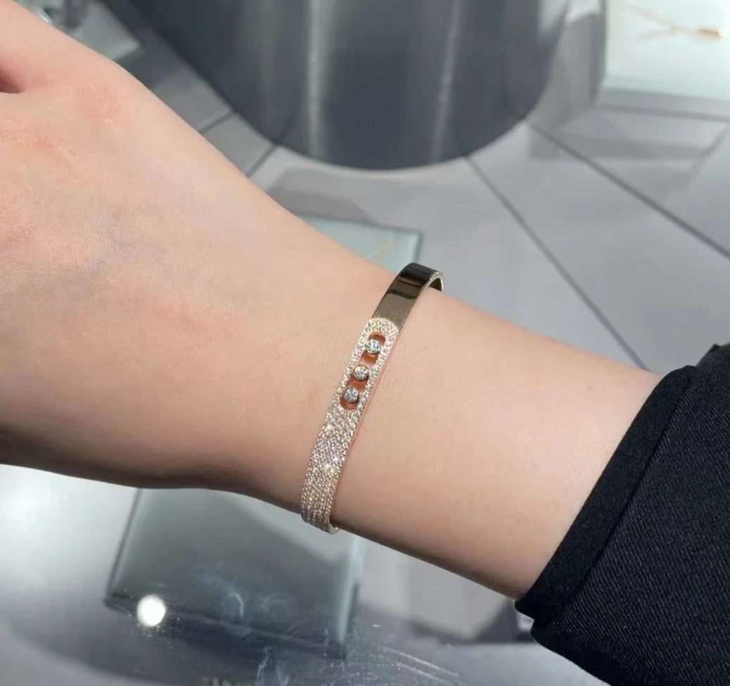 [Sophire Jewelry]Move Noa Rose Gold Pavé Diamond Bangle Bracelet