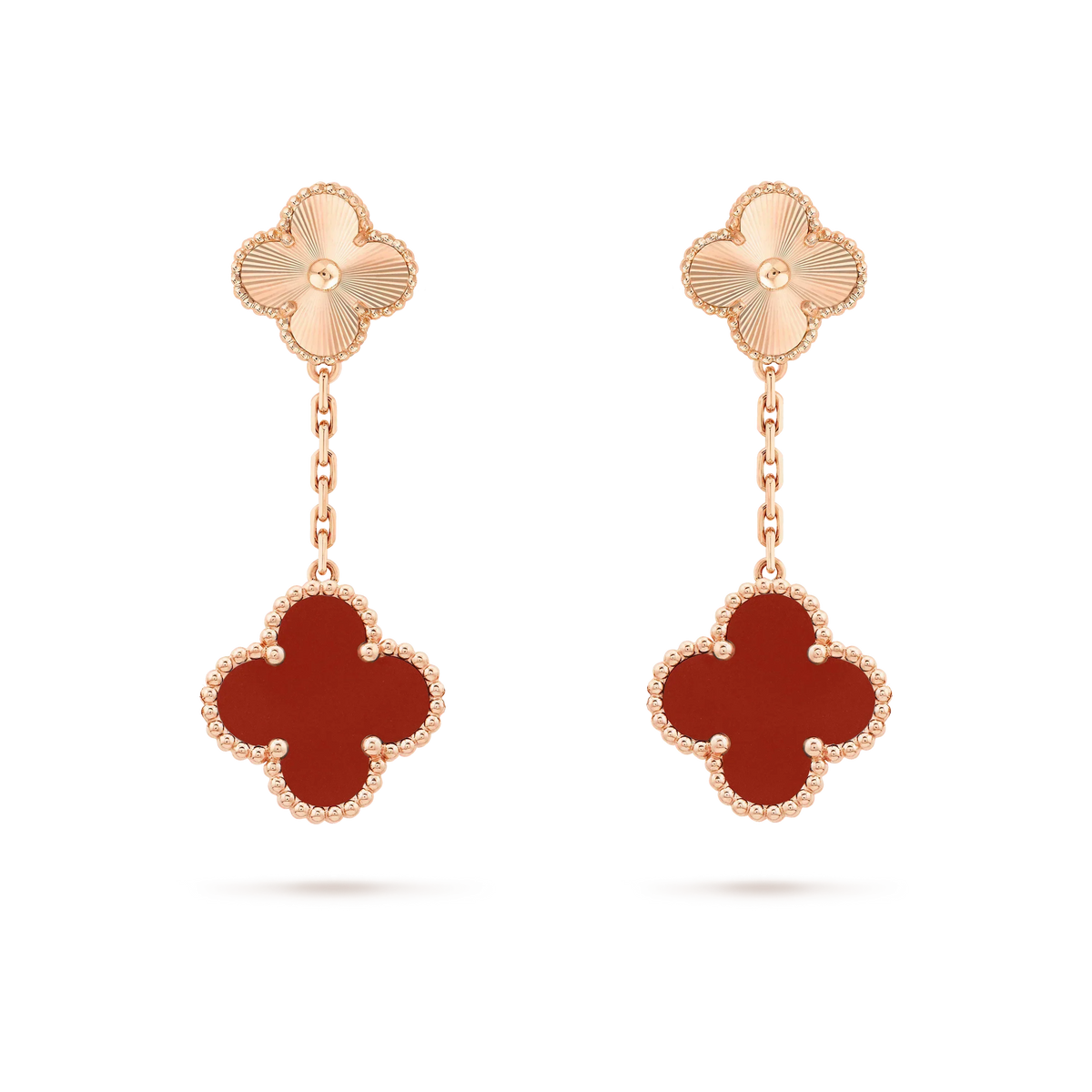[Sophire Jewelry ]CLOVER 2 MOTIF  LASER CARNELIAN EARRINGS